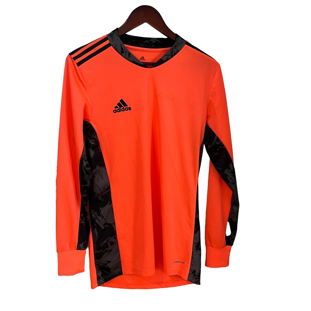 Adidas orange long sleeve v neck top size small